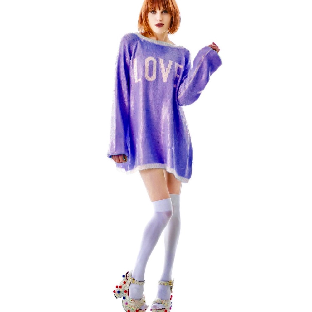 💜Wildfox Purple Sparkling Love Dream jumper XS